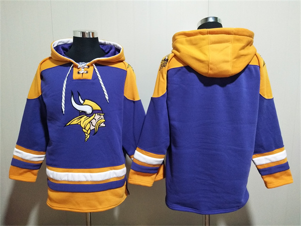 Men's Minnesota Vikings Blank Purple/Yellow Ageless Must-Have Lace-Up Pullover Hoodie